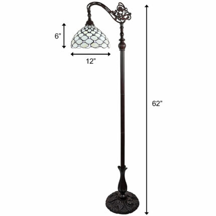 62" Brown And White Metal Floor Lamp With White Glass Bowl Shade - Image 12