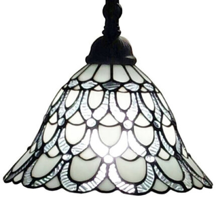 62" Brown Traditional Shaped Floor Lamp With White Stained Glass Bowl Shade - Image 2