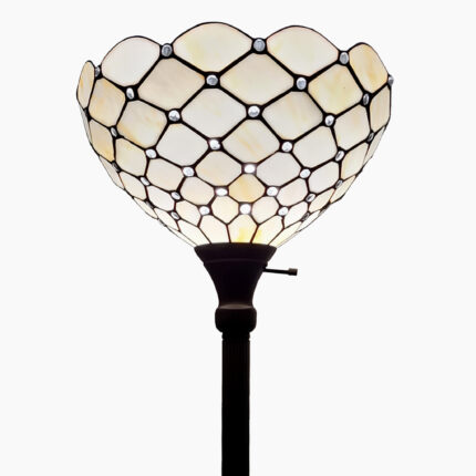 62" Brown And White Floor Lamp With White Glass Bowl Shade - Image 3