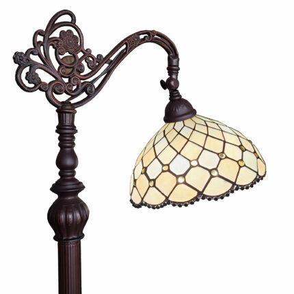 62" Brown And White Floor Lamp With White Glass Bowl Shade - Image 3