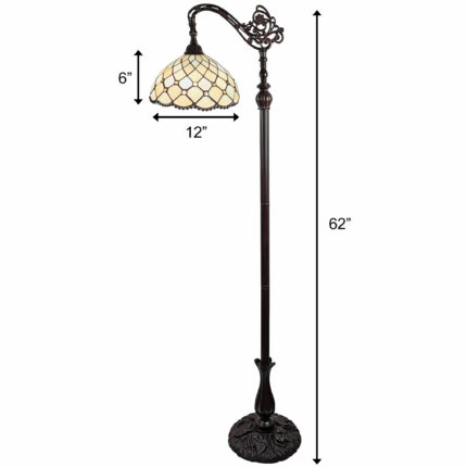 62" Brown And White Floor Lamp With White Glass Bowl Shade - Image 9