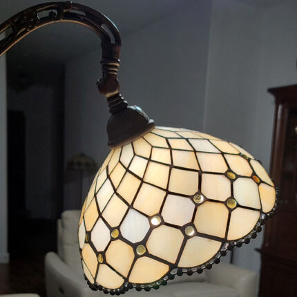 62" Brown And White Floor Lamp With White Glass Bowl Shade - Image 6