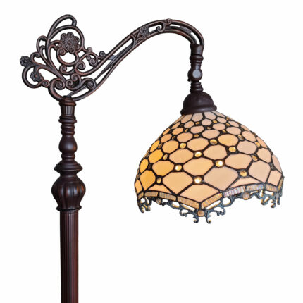 62" Brown And White Floor Lamp With White Glass Bowl Shade - Image 3