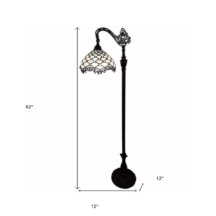 62" Brown And White Floor Lamp With White Glass Bowl Shade - Image 10