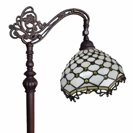 62" Brown And White Floor Lamp With White Glass Bowl Shade - Image 4