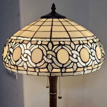 63" Brown Two Light Traditional Shaped Floor Lamp With White Stained Glass Bowl Shade - Image 8