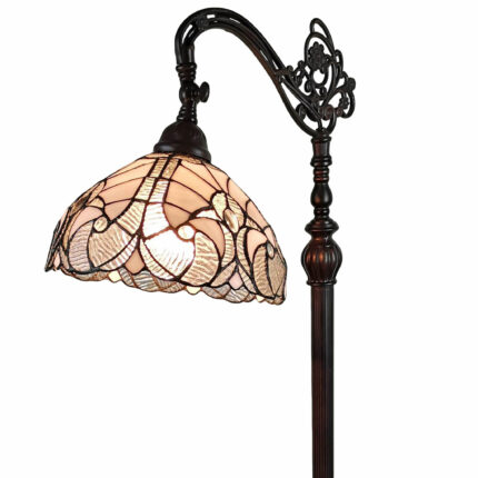 62" Brown And White Floor Lamp With White Glass Bowl Shade - Image 7