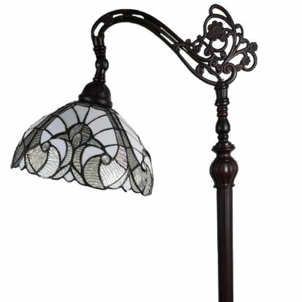62" Brown And White Floor Lamp With White Glass Bowl Shade - Image 9