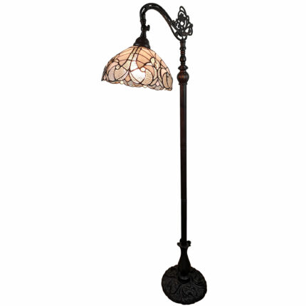 62" Brown And White Floor Lamp With White Glass Bowl Shade - Image 3