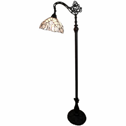 62" Brown And White Floor Lamp With White Glass Bowl Shade - Image 5