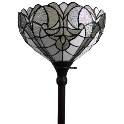 62" Brown Torchiere Floor Lamp With White Tiffany Style Glass Dome Shade - Image 4