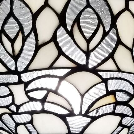 62" Brown And White Torchiere Floor Lamp With White Peacock Feather Glass Dome Shade - Image 9