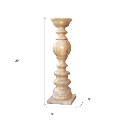 29" Natural Floor Solid Wood Candle Holder - Image 5
