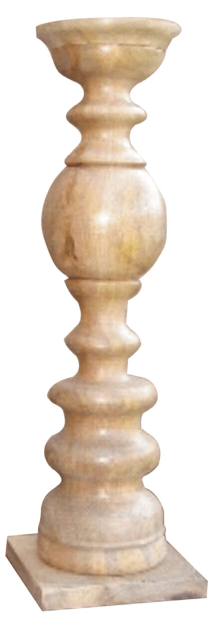 24" Natural Solid Wood Floor Pillar Candle Holder - Image 2