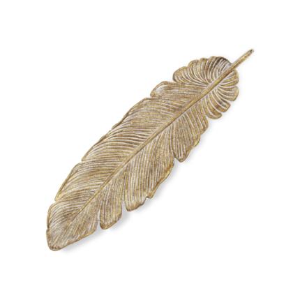 18" Gold Feather Metal Handmade Tray - Image 4