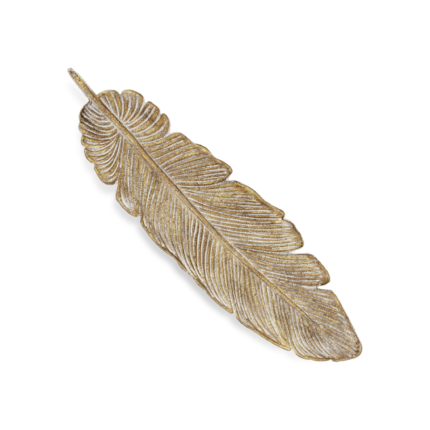 18" Gold Feather Metal Handmade Tray - Image 6