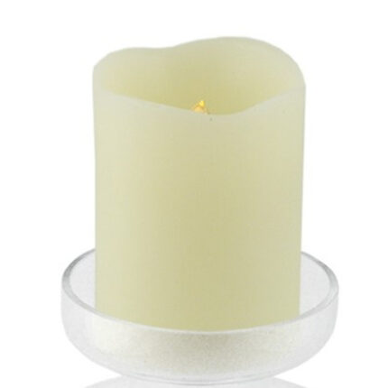 8" Clear Glass Centerpiece Pillar Candle Holder With Candle - Image 4