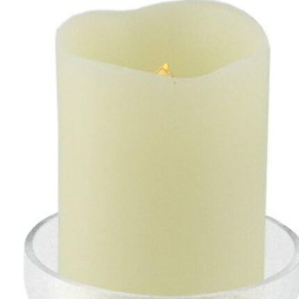 8" Clear Glass Centerpiece Pillar Candle Holder With Candle - Image 5
