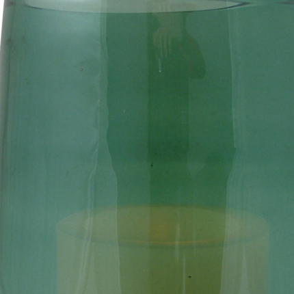 8" Green And White Glass Tabletop Hurricane Candle Holder With Candle - Image 5