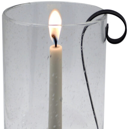 12" Light Gray Glass Centerpiece Taper Candle Holder With Candle - Image 7