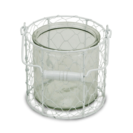 5" White Metal Tabletop Lantern Candle Holder - Image 4