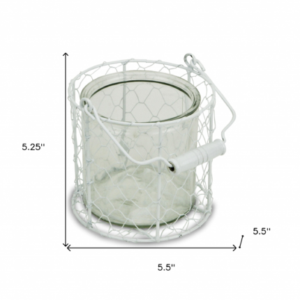 5" White Metal Tabletop Lantern Candle Holder - Image 5