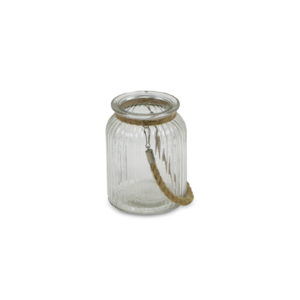 6" Clear and Brown Glass Tabletop Lantern Candle Holder - Image 2