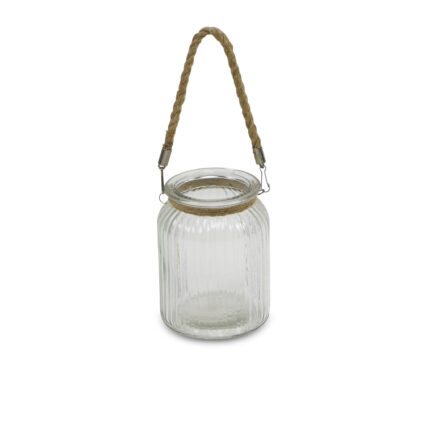 6" Clear and Brown Glass Tabletop Lantern Candle Holder - Image 5