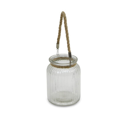 6" Clear and Brown Glass Tabletop Lantern Candle Holder - Image 6