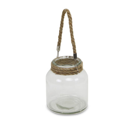 6" Clear and Brown Glass Tabletop Lantern Candle Holder - Image 4