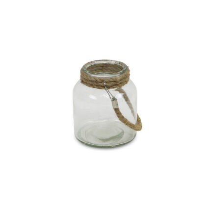 6" Clear and Brown Glass Tabletop Lantern Candle Holder - Image 5