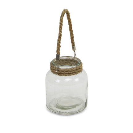 6" Clear and Brown Glass Tabletop Lantern Candle Holder - Image 6