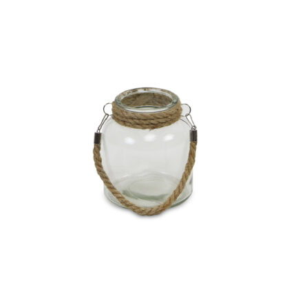 6" Clear and Brown Glass Tabletop Lantern Candle Holder - Image 8