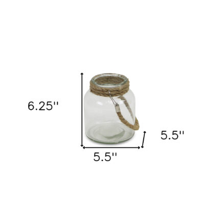 6" Clear and Brown Glass Tabletop Lantern Candle Holder - Image 9