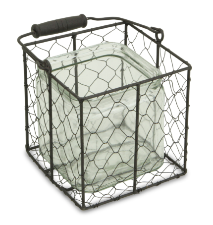 6" Clear and Brown Glass and Metal Lattice Tabletop Lantern Candle Holder - Image 2