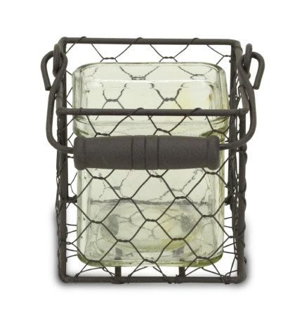 4" Clear and Brown Glass Tabletop Lantern Candle Holder - Image 3