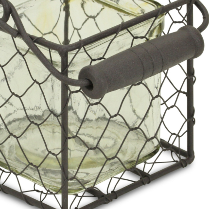 4" Clear and Brown Glass Tabletop Lantern Candle Holder - Image 4