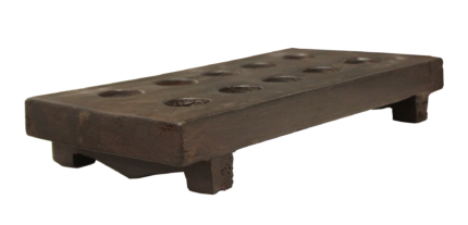 2" Brown Wood Geometric Tabletop Dish Candle Holder - Image 4