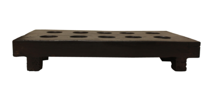2" Brown Wood Geometric Tabletop Dish Candle Holder - Image 2