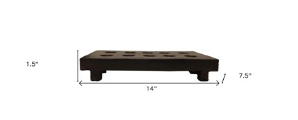 2" Brown Wood Geometric Tabletop Dish Candle Holder - Image 7