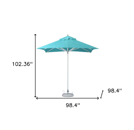 8' Aqua Polyester Square Market Patio Umbrella - Image 4