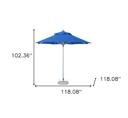 10' Blue Polyester Round Market Patio Umbrella - Image 5