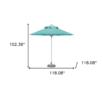 10' Aqua Polyester Round Market Patio Umbrella - Image 5