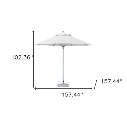 13' White Polyester Round Market Patio Umbrella - Image 4