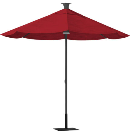 9' Red Sunbrella Octagonal Lighted Market Patio Umbrella with USB and Solar Power - Image 3
