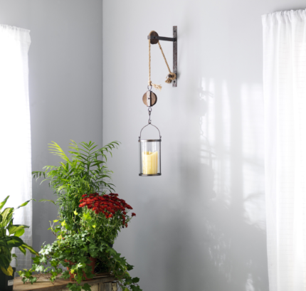 32" Silver Metal And Glass Wall Sconce Candle Holder - Image 4