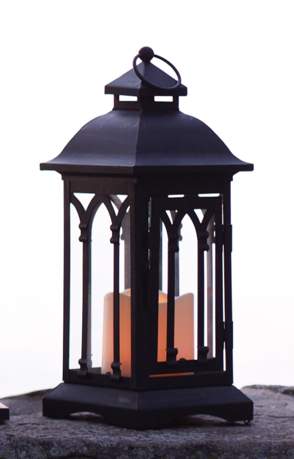 Set of Two Black Metal Geometric Lantern Candle Holders - Image 3
