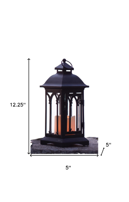 Set of Two Black Metal Geometric Lantern Candle Holders - Image 5