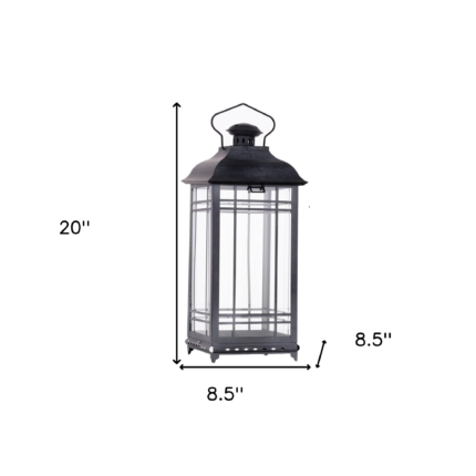 Set of Three Gray Distressed Geometric Glass And Metal Floor Lantern Candle Holders - Image 6