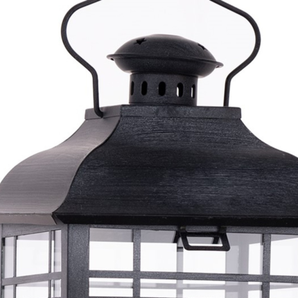 Set of Three Gray Distressed Geometric Glass And Metal Floor Lantern Candle Holders - Image 4